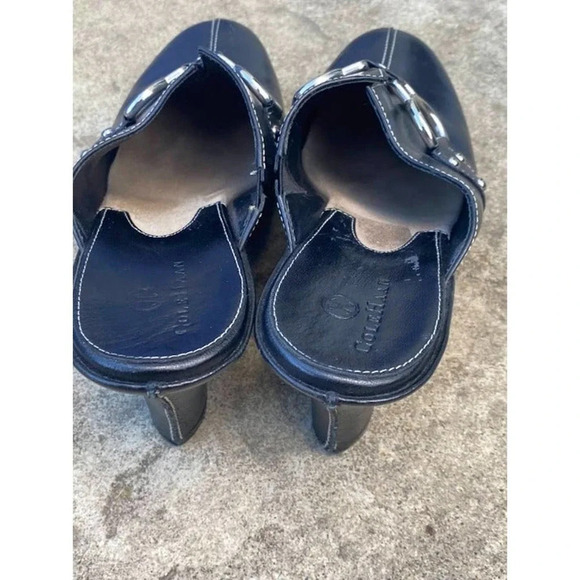 Cole Haan Classic Leather Clog Mule Womens Black US 8AA Made Brazil Preowned - Picture 4 of 9